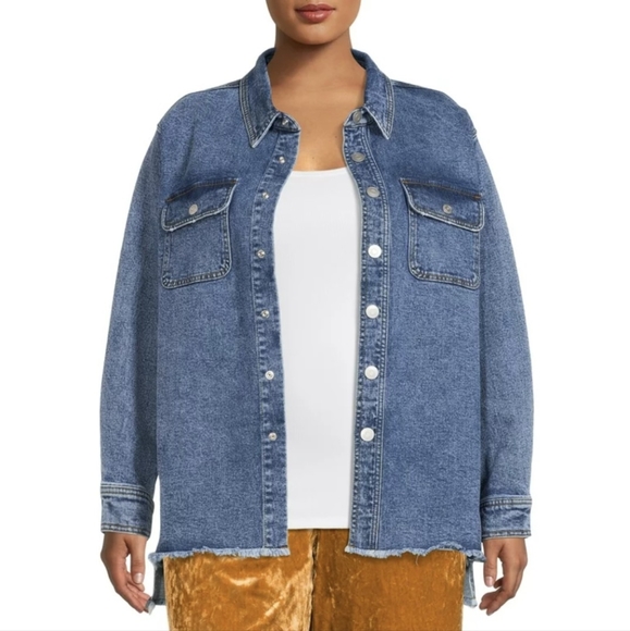 Raw hem denim shirt jacket - Picture 5 of 6